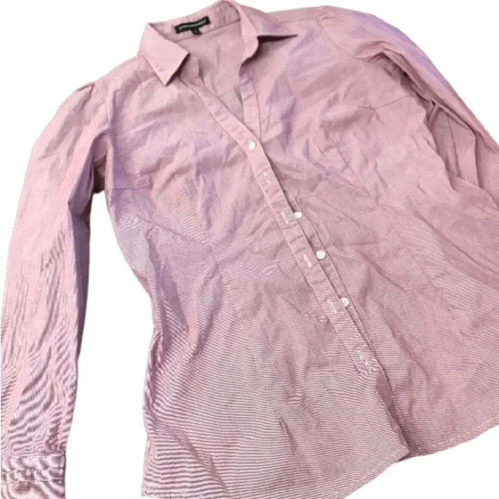 Express studio design dark red pin striped blouse like new size medium